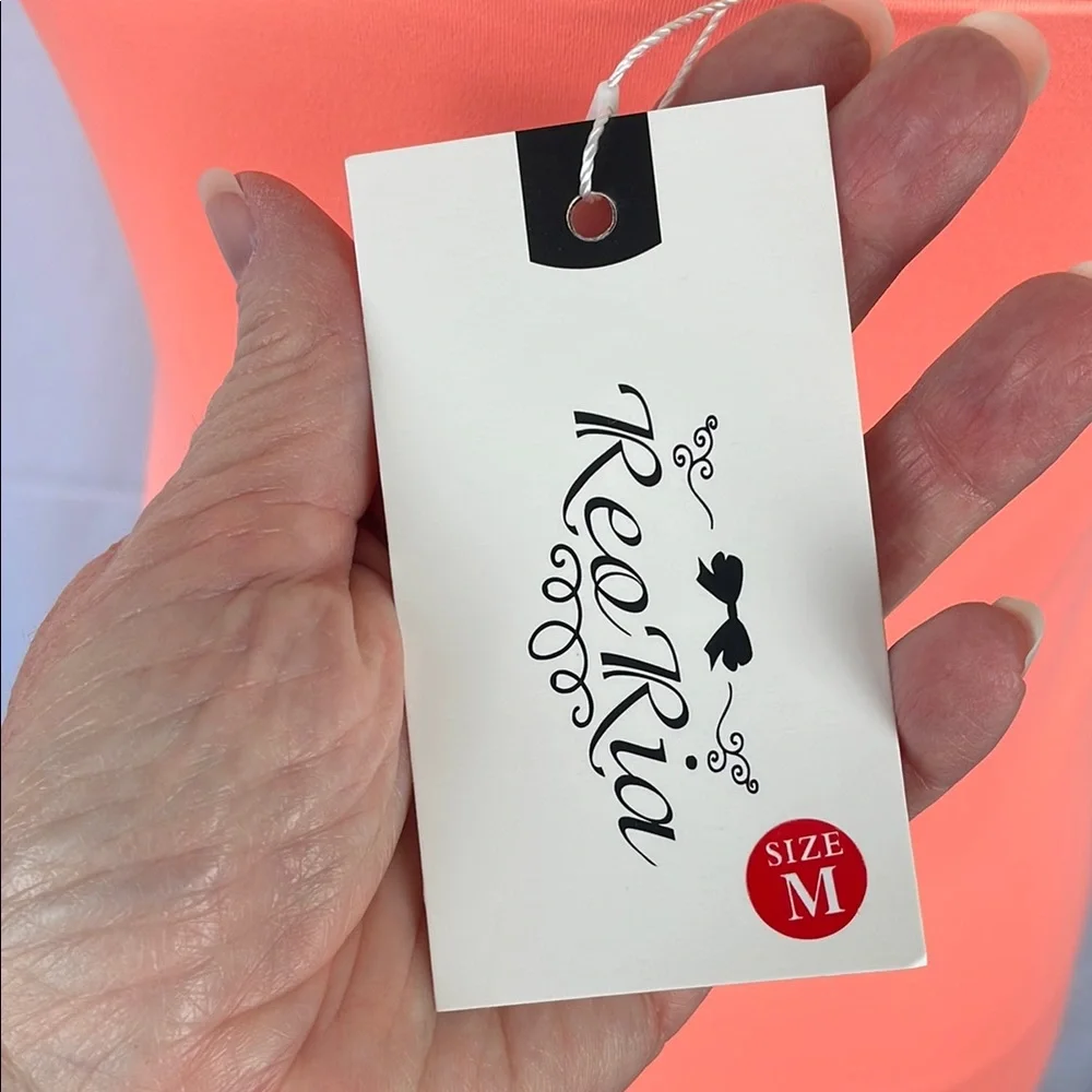 NWT REORIA Coral Orange Square Neck Tank Bodysuit w/Snap Closure - Size Medium - Picture 10 of 10